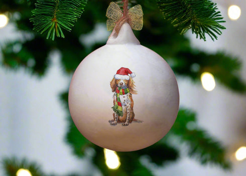Sprocker Red & White Ceramic Bauble